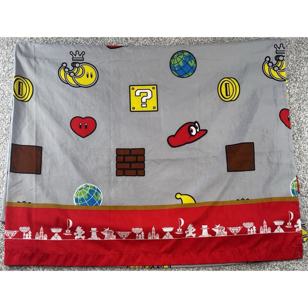 2018 Nintendo Super Mario Odyssey Twin Size Flat Sheet Only! Mint Condition